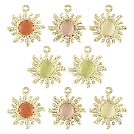 8Pcs 4 Colors Alloy Cat Eye Pendants FIND-YW0010-88-1