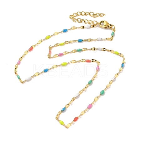 304 Stainless Steel Dapped Chains Necklaces LS-NJEW-B077-02G-1