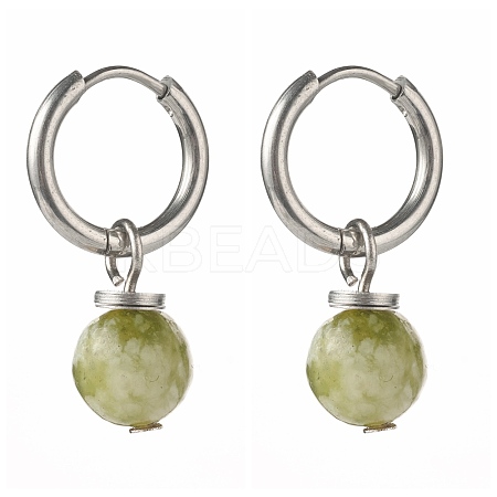 Natural Qinghai Jade Beads Earrings for Girl Women Gift EJEW-JE04607-02-1