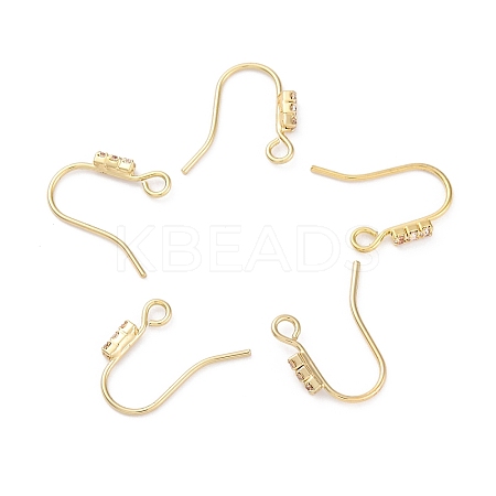 Brass Micro Pave Clear Cubic Zirconia Earring Hooks KK-Z084-10G-1