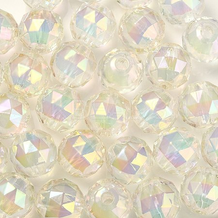 Two Tone UV Plating Rainbow Iridescent Acrylic Beads TACR-D010-06H-1