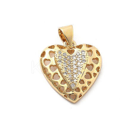 Rack Plating Brass with Cubic Zirconia Pendants KK-Q017-04C-G-1