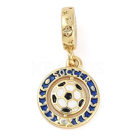 Rack Plating Brass Micro Pave Cubic Zirconia European Dangle Charms KK-P287-33D-G-1