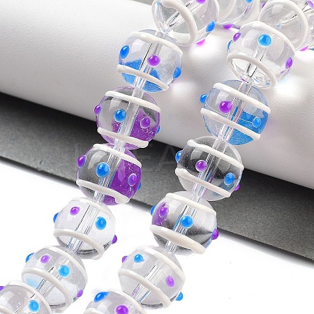Glass with Enamel Beads Strands GLAA-M047-01G-1