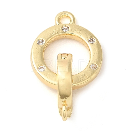 Brass Micro Pave Clear Cubic Zirconia Fold Over Clasps KK-G505-12G-1