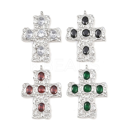 304 Stainless Steel Micro Pave Cubic Zirconia Pendants STAS-P421-02P-A-1