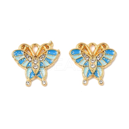 304 Stainless Steel with Crystal Rhinestone Enamel Charms STAS-G358-06G-01-1