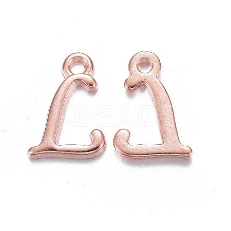 Rose Gold Plated Alloy Letter Pendants X-PALLOY-J718-01RG-L-1