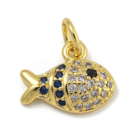 Rack Plating Brass Micro Pave Cubic Zirconia Charms KK-I718-03G-A-1