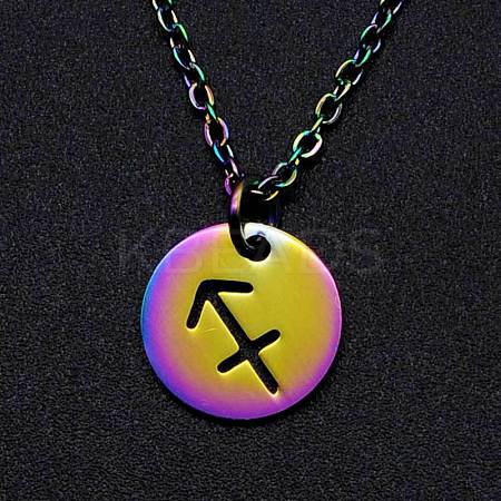 Rainbow Color Stainless Steel Constellation Pendant Necklace for Women ZODI-PW0001-039I-1