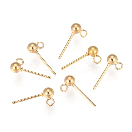 202 Stainless Steel Ball Stud Earring Findings STAS-F141-06G-6mm-1