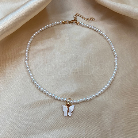 Imitation Pearl Beaded Pendant Necklaces WGB7F3C-19-1