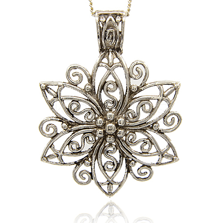Tibetan Style Alloy Flower Large Pendants TIBEP-M001-14-1