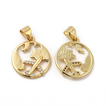 Eco-friendly Rack Plating Brass Micro Pave Cubic Zirconia Pendants KK-E072-16G-1