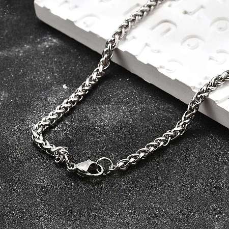 Tarnish Resistant Trendy Men's 201 Stainless Steel Wheat Chain Necklaces LS-NJEW-L043A-45P-1