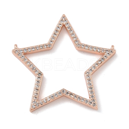 Rack Plating Brass Micro Pave Cubic Zirconia Connector Charms KK-G515-42RG-01-1