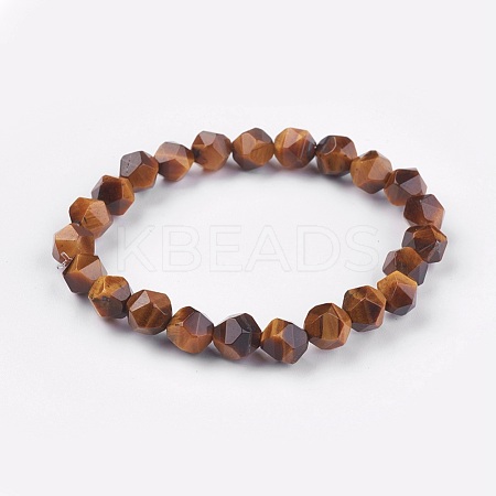Natural Tiger Eye Stretch Bracelets BJEW-JB03950-01-1