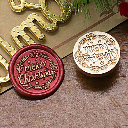 Merry Christmas Series Wax Seal Brass Stamp Head LS-AJEW-M037-01G-05-1