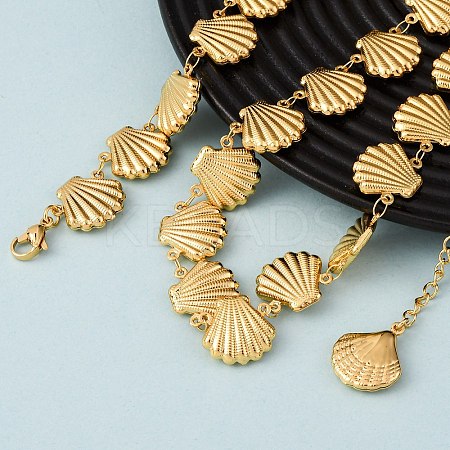 Beach 304 Stainless Steel Sea Animals Link Chain Necklaces for Women NJEW-G178-04G-02-1