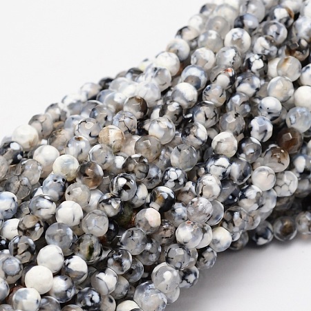 Faceted Natural Agate Round Beads Strands G-E318B-4mm-05-1