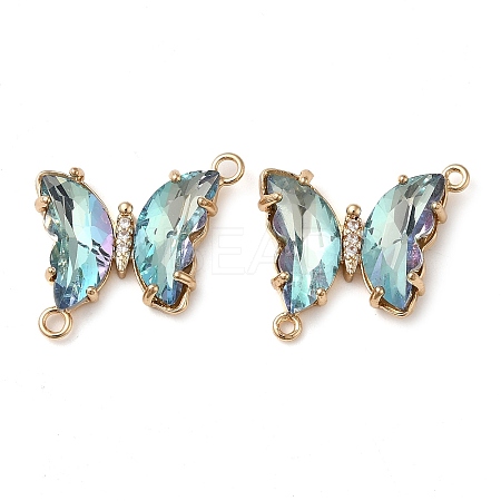 Brass Pave Faceted Glass Connector Charms FIND-Z020-04F-1