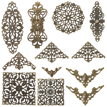 120Pcs 10 Styles Iron Connector Charms FIND-SC0017-12-1
