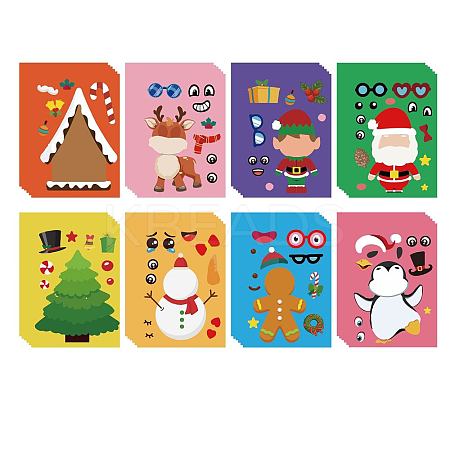 48 Sheets 8 Styles Christmas Paper Make a Face Stickers DIY-WH0467-007-1