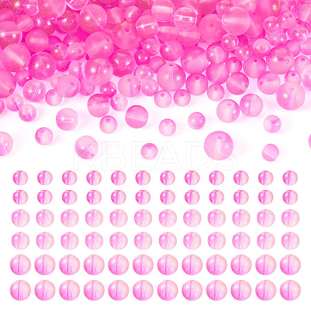 300Pcs Frosted Transparent Glass Beads GLAA-TA0002-78B-1