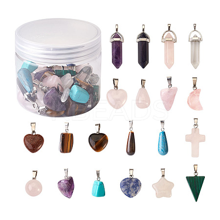 Natural & Synthetic Mixed Gemstone Pendants G-TA0001-21-1