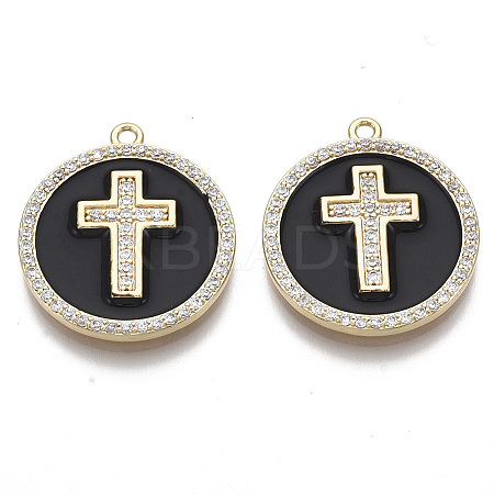 Brass Micro Pave Cubic Zirconia Pendants KK-R130-035-01G-NF-1