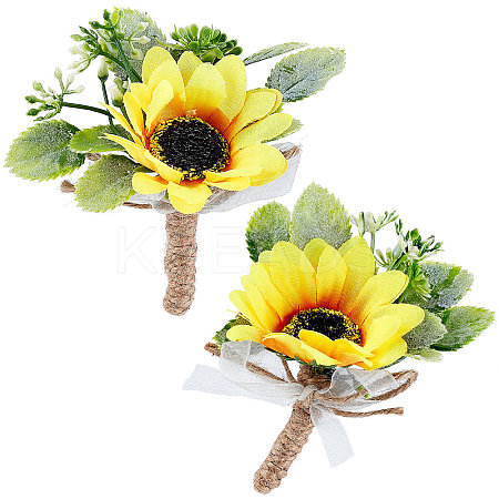 2Pcs Silk Corsage Boutonniere AJEW-CP0001-62-1