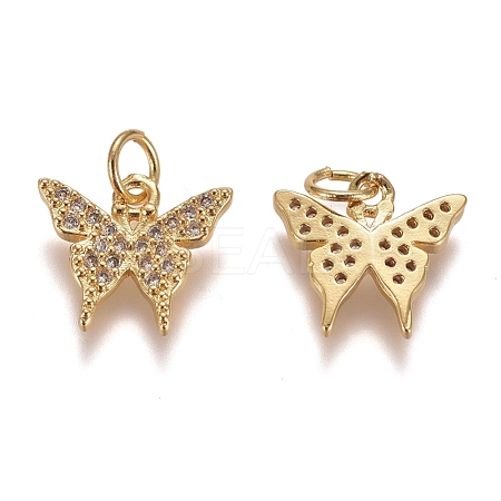 Brass Micro Pave Clear Cubic Zirconia Charms ZIRC-G153-24G-1