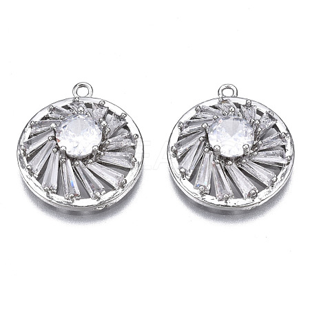 Brass Clear Cubic Zirconia Pendants ZIRC-S069-006P-1