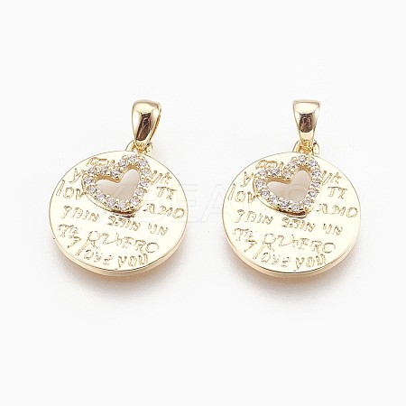 Brass Micro Pave Cubic Zirconia Pendants X-ZIRC-R015-56G-1