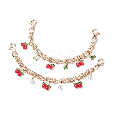 2Pcs Glass Flower & Fruit Bag Decorative Chains AJEW-BA00172-02-1