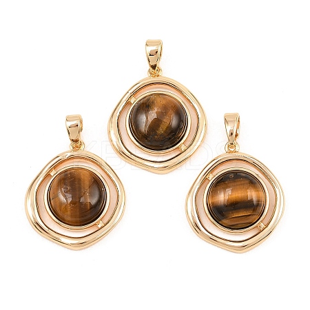 Natural Tiger Eye Pendants KK-H538-22B-G-1