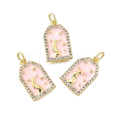 Brass Micro Pave Cubic Zirconia Pendants KK-S523-04G-1