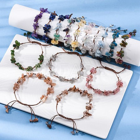 Adjustable Natural Gemstone Braided Bead Bracelets for Women BJEW-U035-02-1