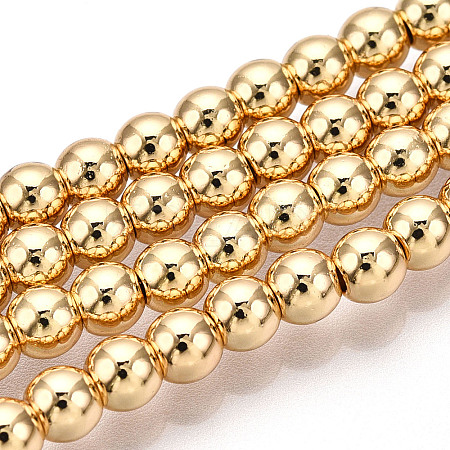 Electroplate Non-magnetic Synthetic Hematite Bead Strands G-Q466-4mm-04-1