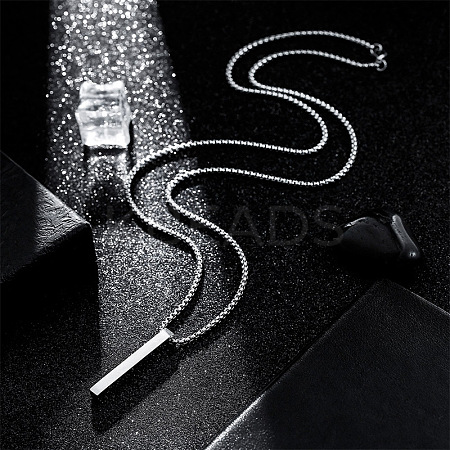 Cuboid 201 Stainless Steel Pendant Necklaces for Men FS-WGBE4EC-01-1
