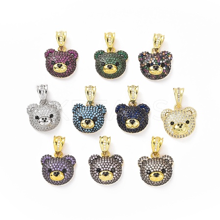 Brass Micro Pave Cubic Zirconia Pendants ZIRC-F136-01-1
