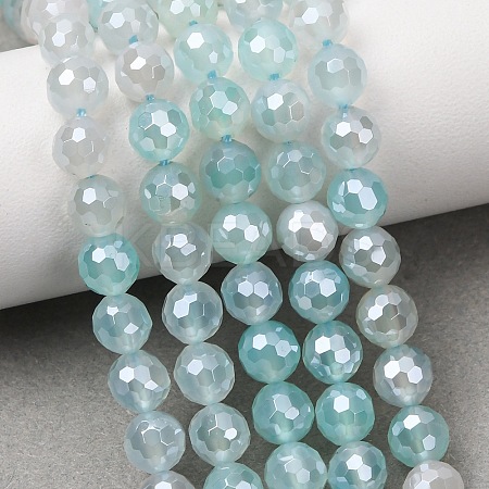 Electroplated Natural Agate Beads Strands G-B191-A07-6mm-14-1