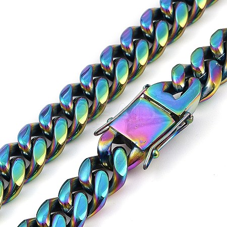 Ion Plating(IP) 304 Stainless Steel Cuban Link Chain Necklaces for Men NJEW-B116-01RC-1