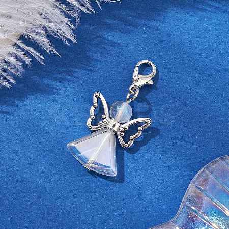 Angel Glass Pendant Decorations HJEW-JM02783-1