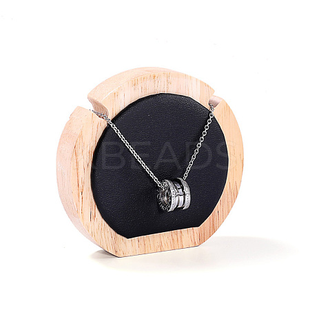 Round Wood Covered with PU Leather One Necklace Display Stands PAAG-PW0008-005A-02-1