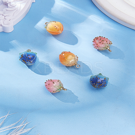 6Pcs 3 Colors Plastic Pendants FIND-LP0009-94A-1