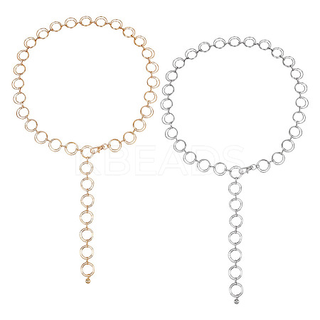 2Pcs 2 Colors Iron Round Rings Link Chain Belts AJEW-GO0001-76-1