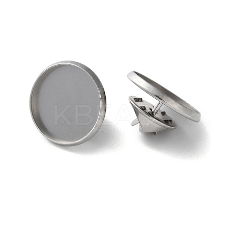 304 Stainless Steel Flat Round Brooch Brooch Base Settings STAS-S172-10A-P-1