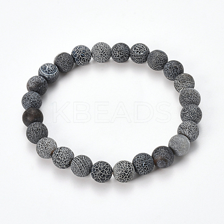 Natural Weathered Agate Beaded Stretch Bracelets BJEW-Q692-01C-1