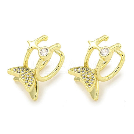 Brass Micro Pave Cubic Zirconia Cuff Earrings EJEW-C104-055G-1